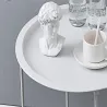 Stolik okrągły biały kawowy metalowy składany z tacą na taras balkon-5907451372982