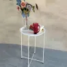 Stolik okrągły biały kawowy metalowy składany z tacą na taras balkon-5907451372982