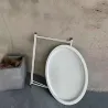 Stolik okrągły biały kawowy metalowy składany z tacą na taras balkon-5907451372982