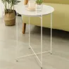 Stolik okrągły biały kawowy metalowy składany z tacą na taras balkon-5907451372982