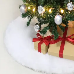 Dywanik pod choinkę na święta mata futerko biały okrągły 90cm okrągły-5907451350690