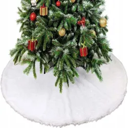 Dywanik pod choinkę na święta mata futerko biały okrągły 90cm okrągły-5907451350690
