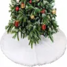 Dywanik pod choinkę na święta mata futerko biały okrągły 90cm okrągły-5907451350690
