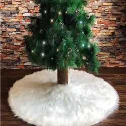 Dywanik pod choinkę na święta mata futerko biały okrągły 90cm okrągły-5907451350690
