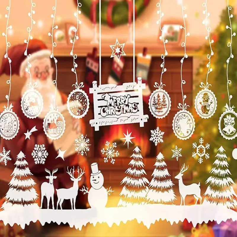 Naklejki świąteczne na okno szybę święta choinki folia na szybę-5907451350805