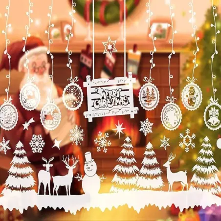 Naklejki świąteczne na okno szybę święta choinki folia na szybę-5907451350805