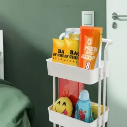 Półka łazienkowa szafka kuchenna regał mobilny na kółkach 3 poziomy biała-5907451372968