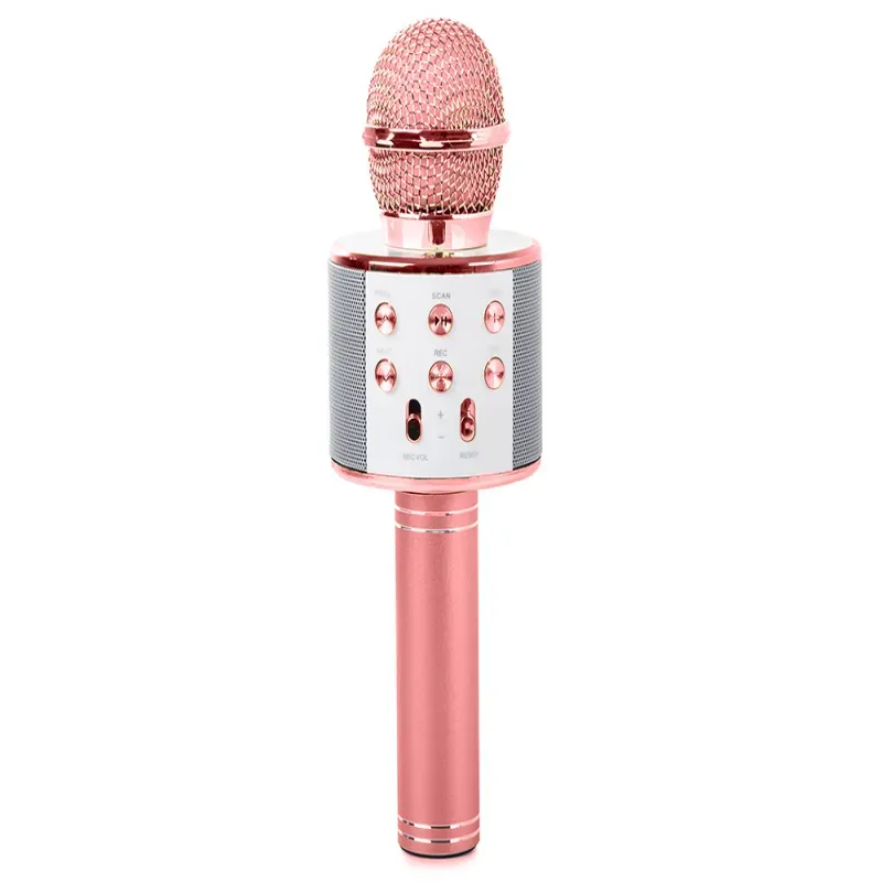 Mikrofon bezprzewodowy bluetooth głośnik karaoke okrągły z etui-5907451370865