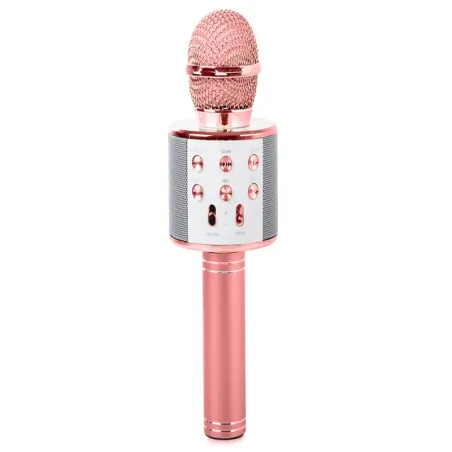 Mikrofon bezprzewodowy bluetooth głośnik karaoke okrągły z etui-5907451370865