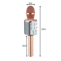 Mikrofon bezprzewodowy bluetooth głośnik karaoke okrągły z etui-5907451370865