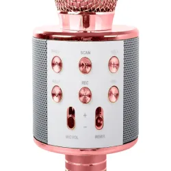 Mikrofon bezprzewodowy bluetooth głośnik karaoke okrągły z etui-5907451370865