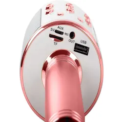 Mikrofon bezprzewodowy bluetooth głośnik karaoke okrągły z etui-5907451370865