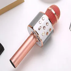 Mikrofon bezprzewodowy bluetooth głośnik karaoke okrągły z etui-5907451370865