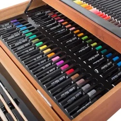 Zestaw artystyczny do malowania w walizce 174 szt drewniana walizka-5907451338735