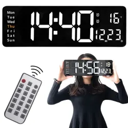 Zegar alarm elektroniczny cyfrowy led wiszący data temperatura budzik-5907451370636