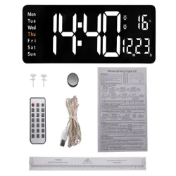 Zegar alarm elektroniczny cyfrowy led wiszący data temperatura budzik-5907451370636
