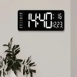Zegar alarm elektroniczny cyfrowy led wiszący data temperatura budzik-5907451370636