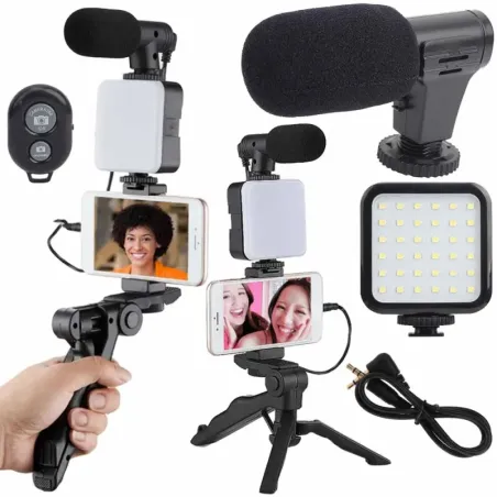 Zestaw do vlogowania statyw mikrofon do telefonu uchwyt do nagrywania-5907451365045