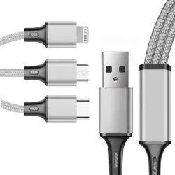 Kabel usb 3w1 1.2m do telefonu przewód lightning iphone micro usb-c-5907451355862