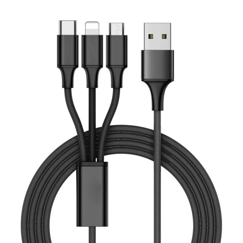 Kabel usb 3w1 1.2m do telefonu przewód lightning iphone micro usb-c-5907451355855