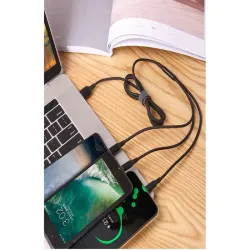 Kabel usb 3w1 1.2m do telefonu przewód lightning iphone micro usb-c-5907451355855