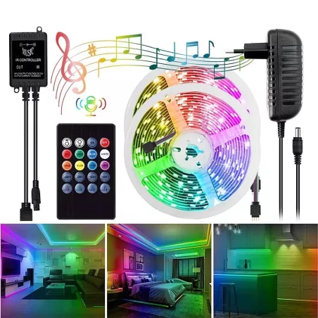 Zestaw taśma RGB 3528 300LED, kontroler muzyki, pilot-
