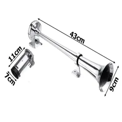 Klakson trąbka pneumatyczna 150db fanfara klakson chrom kompresor 12v-5907451353271