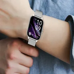 Smartwatch zegarek damski męski gumowy pasek sport BT rozmowy złoty-5907451378120