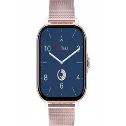 Smartwatch zegarek damski męski gumowy pasek sport BT rozmowy różowy-5907451378113