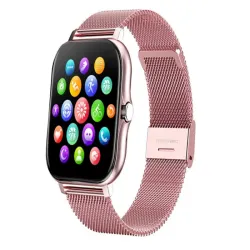 Smartwatch zegarek damski męski gumowy pasek sport BT rozmowy różowy-5907451378113