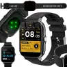 Smartwatch zegarek damski męski gumowy pasek sport BT rozmowy czarny-5907451378106