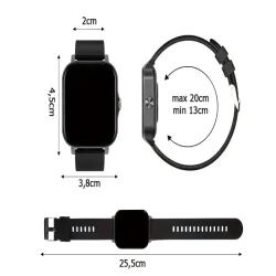 Smartwatch zegarek damski męski gumowy pasek sport BT rozmowy czarny-5907451378106