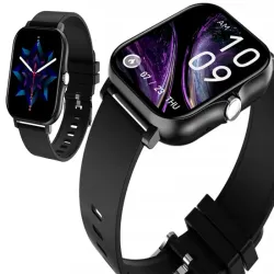 Smartwatch zegarek damski męski gumowy pasek sport BT rozmowy czarny-5907451378106