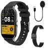 Smartwatch zegarek damski męski gumowy pasek sport BT rozmowy czarny-5907451378106