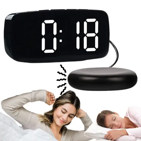 Budzik zegar elektroniczny z padem wibracyjnym alarm cyfrowy sieciowy-5907451370735
