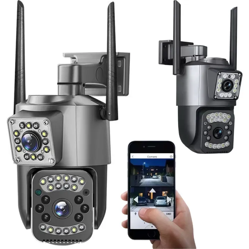 Kamera dwa obiektywy wifi ip zewnętrzna obrotowa CCTV detektor ruchu-5907451376461