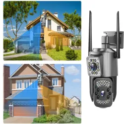 Kamera dwa obiektywy wifi ip zewnętrzna obrotowa CCTV detektor ruchu-5907451376461