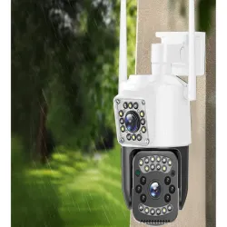 Kamera CCTV dwa obiektywy wifi ip zewnętrzna obrotowa detektor ruchu-5907451376454