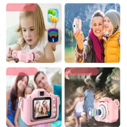 Aparat fotograficzny cyfrowy dla dzieci z grami wzór różowy kotek-5907451341759