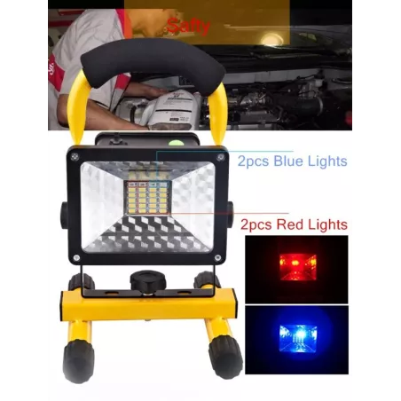 Akumulatorowy halogen LED 10W 24 smd+flash+dodatki-