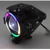 2xHalogen motocyklowy U7 LED z kolorowym ringiem+włącznik kolor czarny