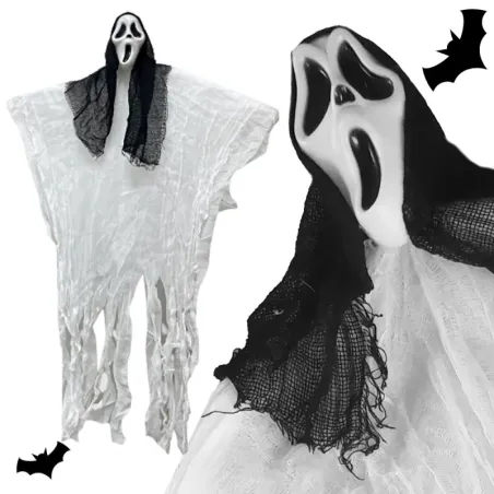 Dekoracja halloween wisząca ozdoba duch maska krzyk zjawa 90 cm-5907451362723