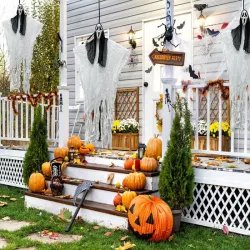 Dekoracja halloween wisząca ozdoba duch maska krzyk zjawa 90 cm-5907451362723