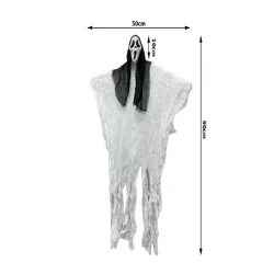 Dekoracja halloween wisząca ozdoba duch maska krzyk zjawa 90 cm-5907451362723