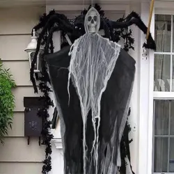 Dekoracja halloween wisząca ozdoba duch szkielet śmierć czaszka 80 cm-5907451362716