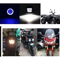 2xHalogen motocyklowy typ-H LED z białym ringiem+podwójny włącznik 'o'