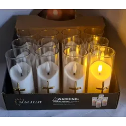 Świeca z krzyżem LED 5.5x12.5cm w osłonie z efektem płomienia 2xAA-5902202570938