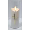 Świeca z krzyżem LED 5.5x15cm w osłonie z efektem płomienia 2xAA-5902202570914