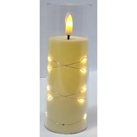 Świeca oplotem 15 doid LED 5.5x15cm w osłonie z efektem płomienia 2xAA-5902202570662