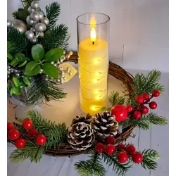 Świeca oplotem 18 LED 5.5x17.5cm w osłonie z efektem płomienia 2xAA-5902202570679